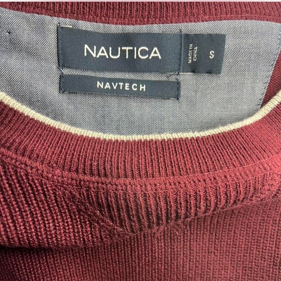 Nautica Navtech Burgundy Knit Sweater Size Small - Picture 3 of 3